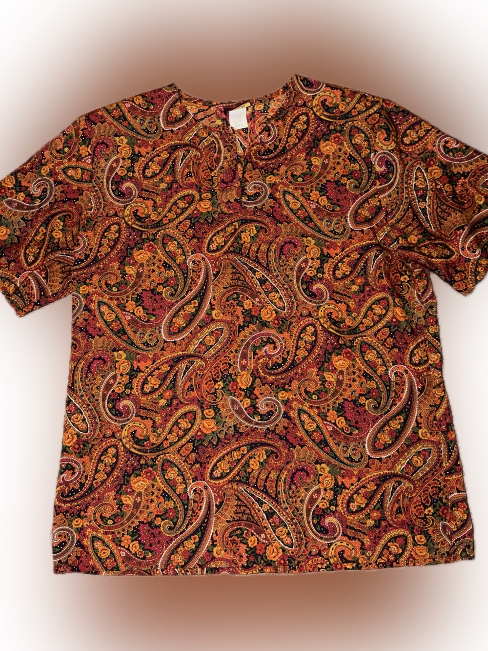 VINTAGE 90s Mikaela Paisley Floral Blouse Made in USA M